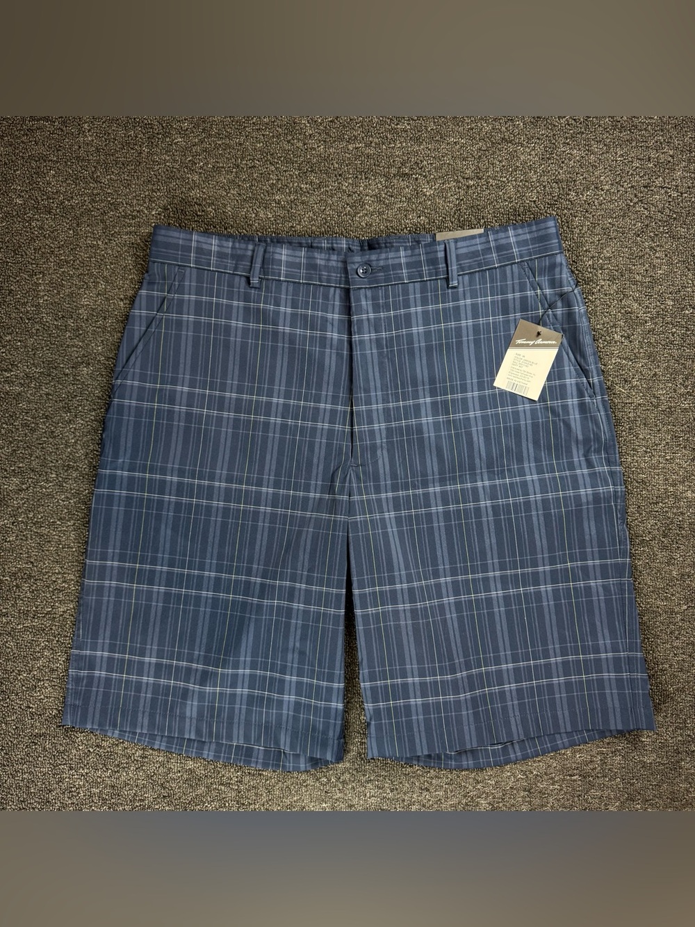 NWT Tommy Armour Golf Shorts Mens Size 36 Blue Plaid Stretch 10.5in Inseam